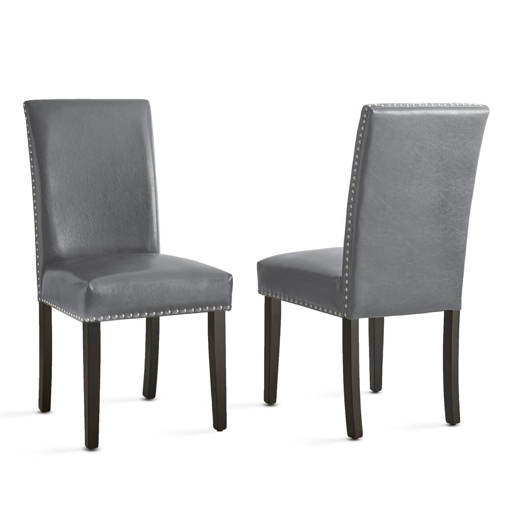 Gray Side Chair - set of 2, Espresso/gray. Picture 4