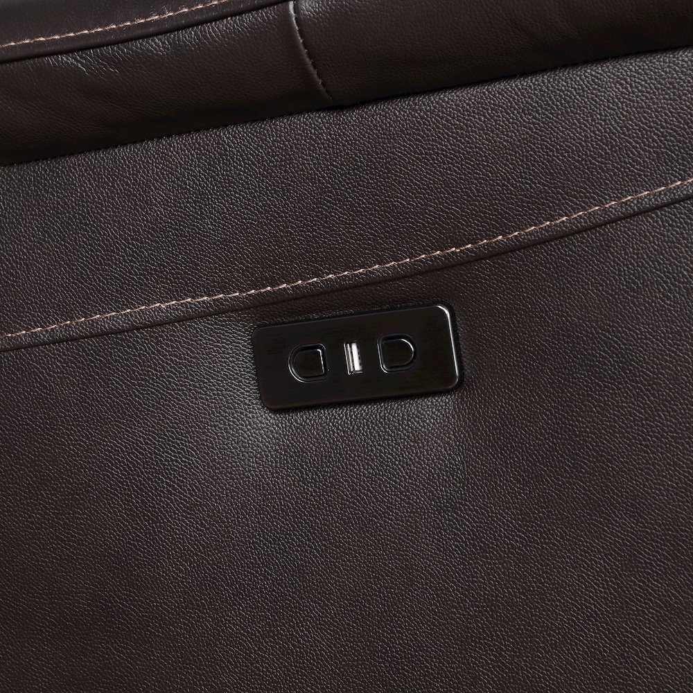 Alexandria 5-Piece Dual-Power Leather Reclining Sectional, Chocolate. Picture 4