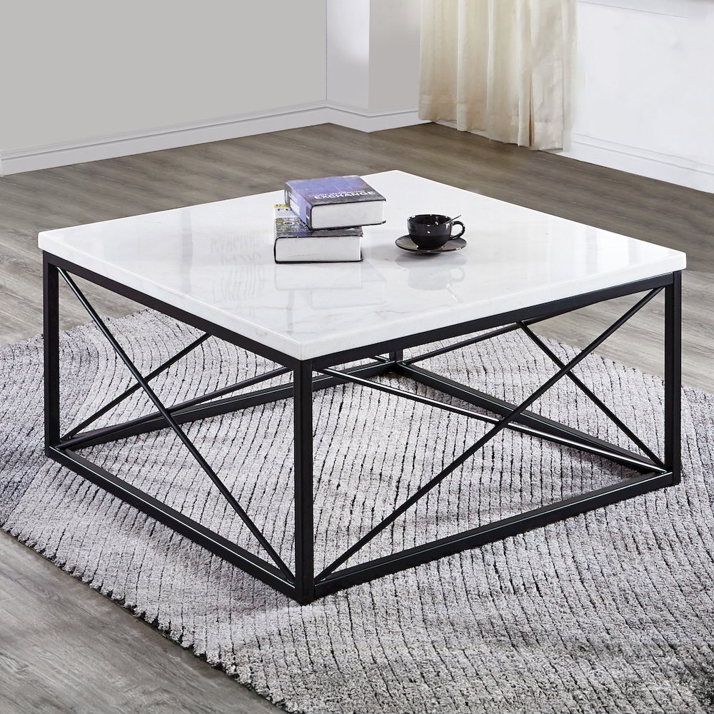 Skyler White Marble Top Square. Picture 2
