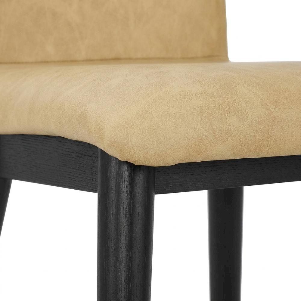 Faux Leather Upholstered Dining Chair with Rubberwood Legs, Brown. Picture 7