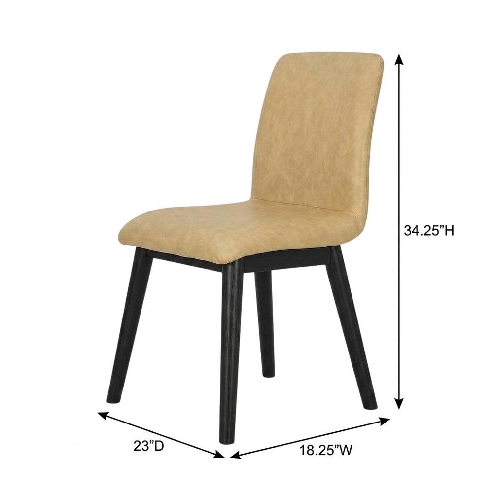 Faux Leather Upholstered Dining Chair with Rubberwood Legs, Brown. Picture 5