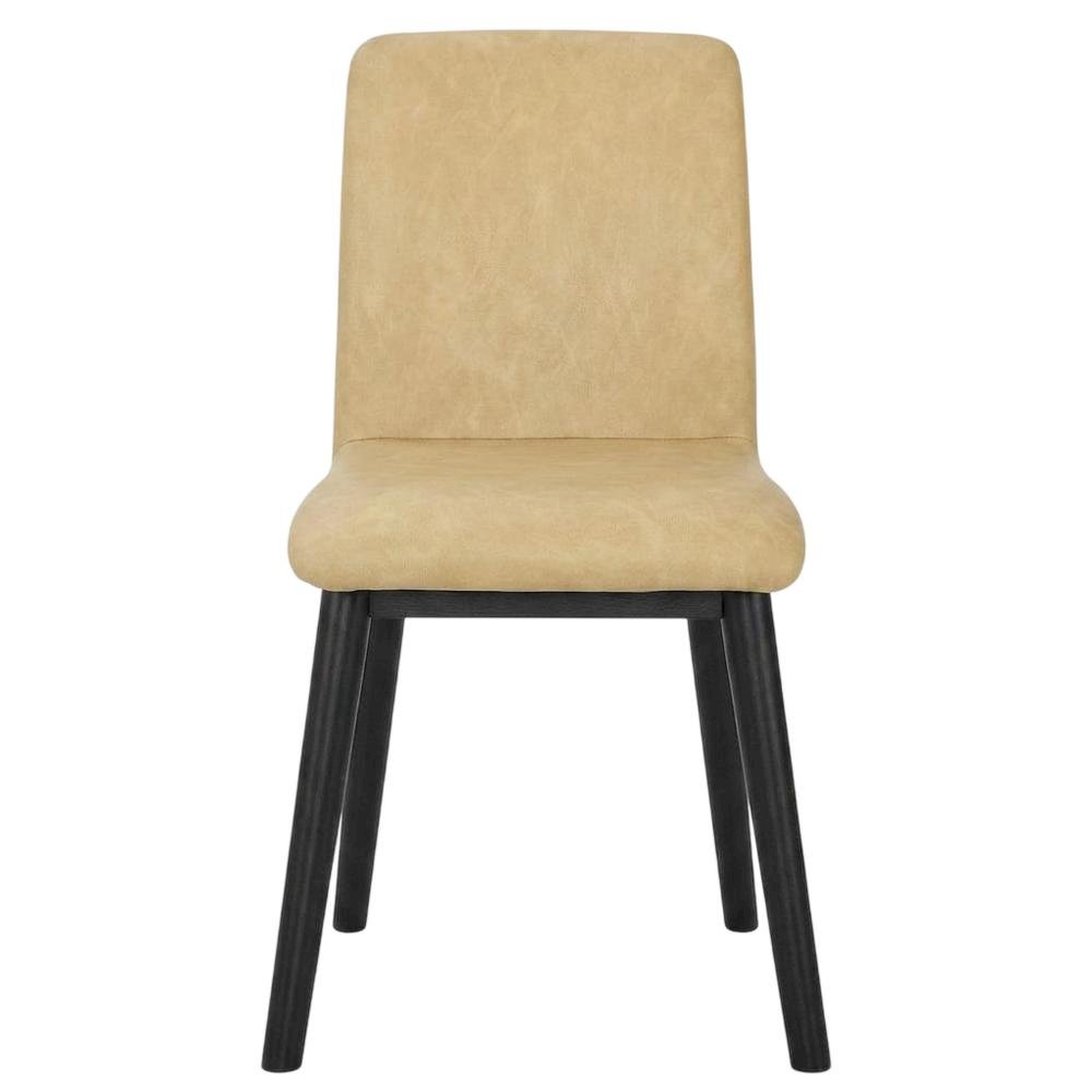 Faux Leather Upholstered Dining Chair with Rubberwood Legs, Brown. Picture 1