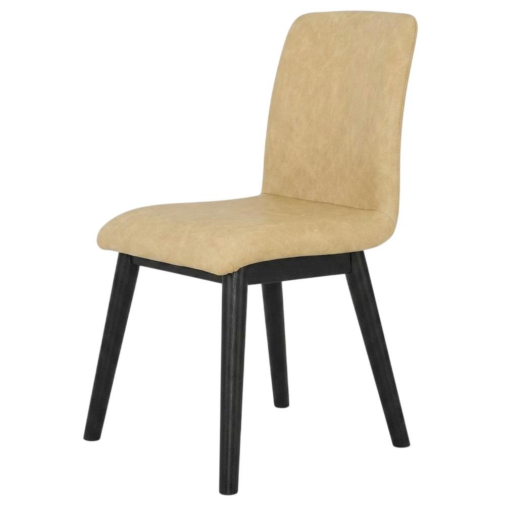Faux Leather Upholstered Dining Chair with Rubberwood Legs, Brown. Picture 4