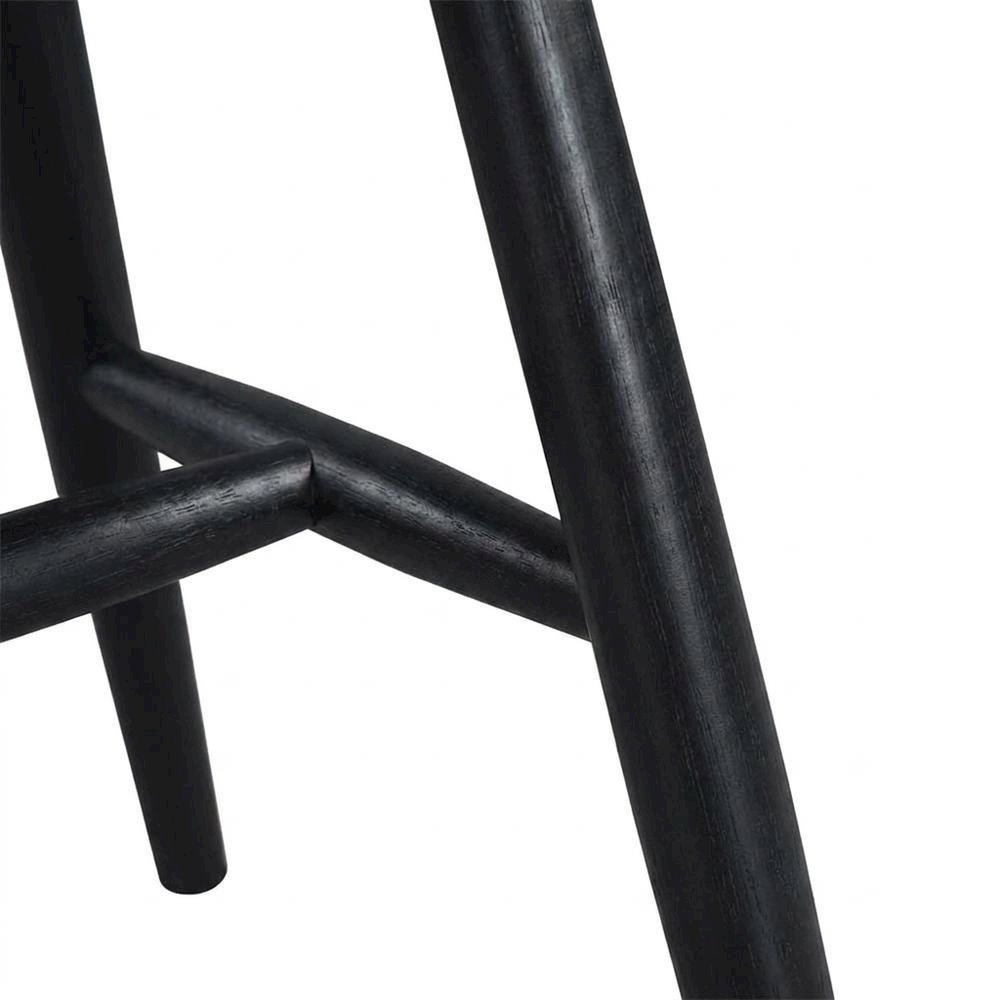 Solid Rubberwood Dining Chair with Curved Back for Dining Room, Black. Picture 7