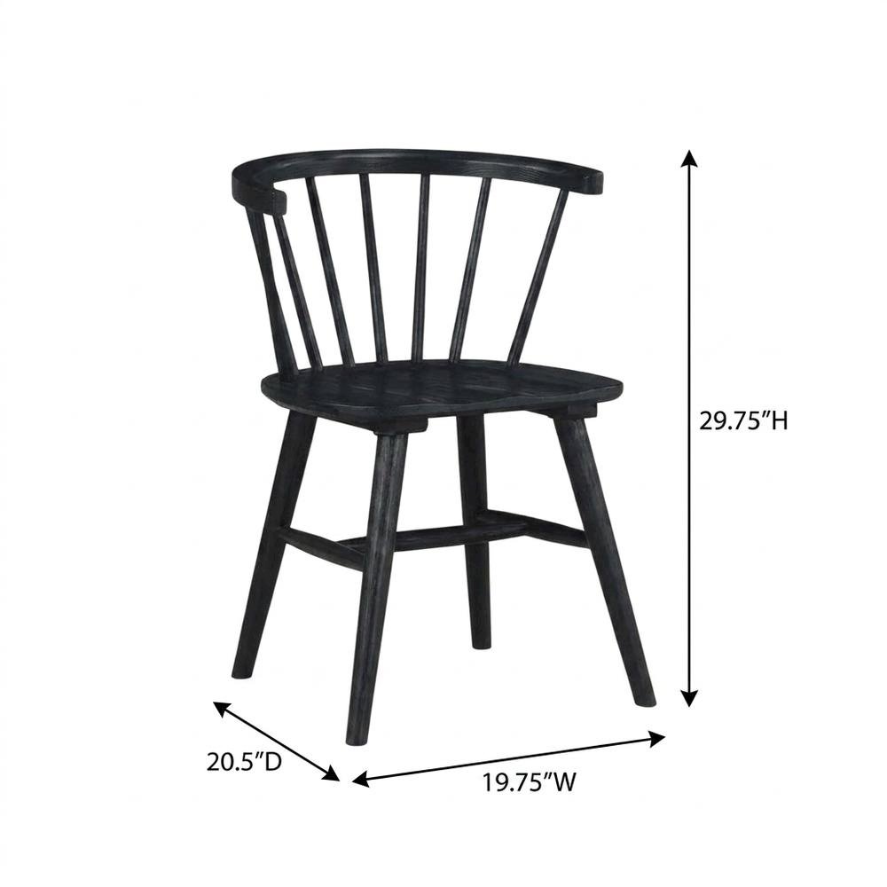 Solid Rubberwood Dining Chair with Curved Back for Dining Room, Black. Picture 5