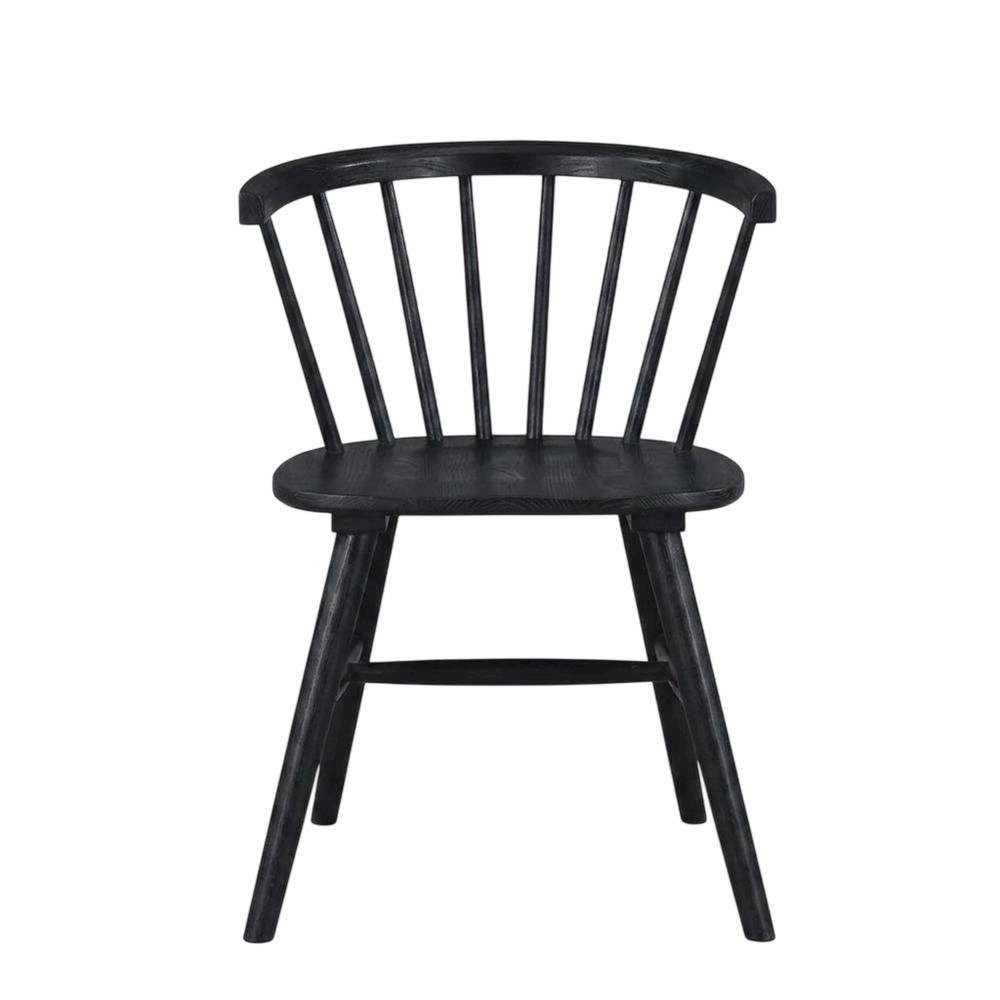 Solid Rubberwood Dining Chair with Curved Back for Dining Room, Black. Picture 1