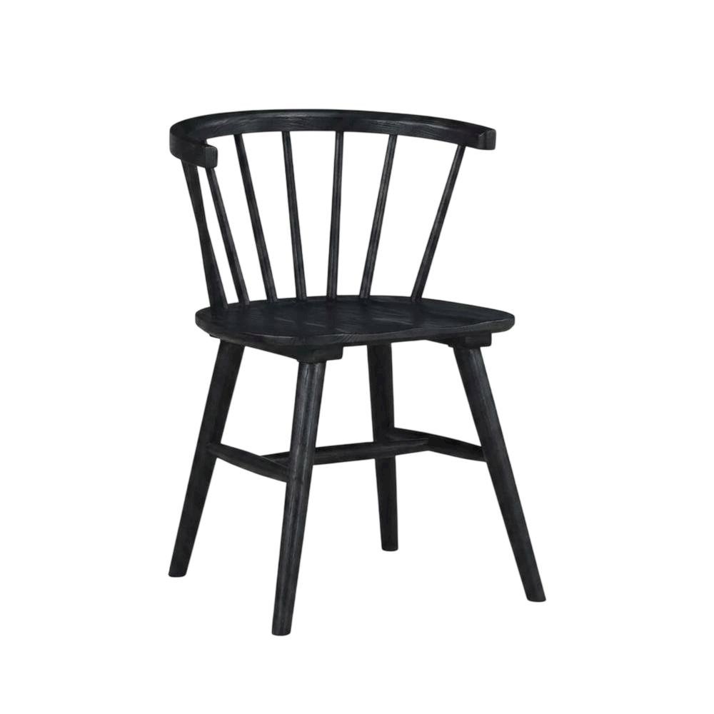 Solid Rubberwood Dining Chair with Curved Back for Dining Room, Black. Picture 4