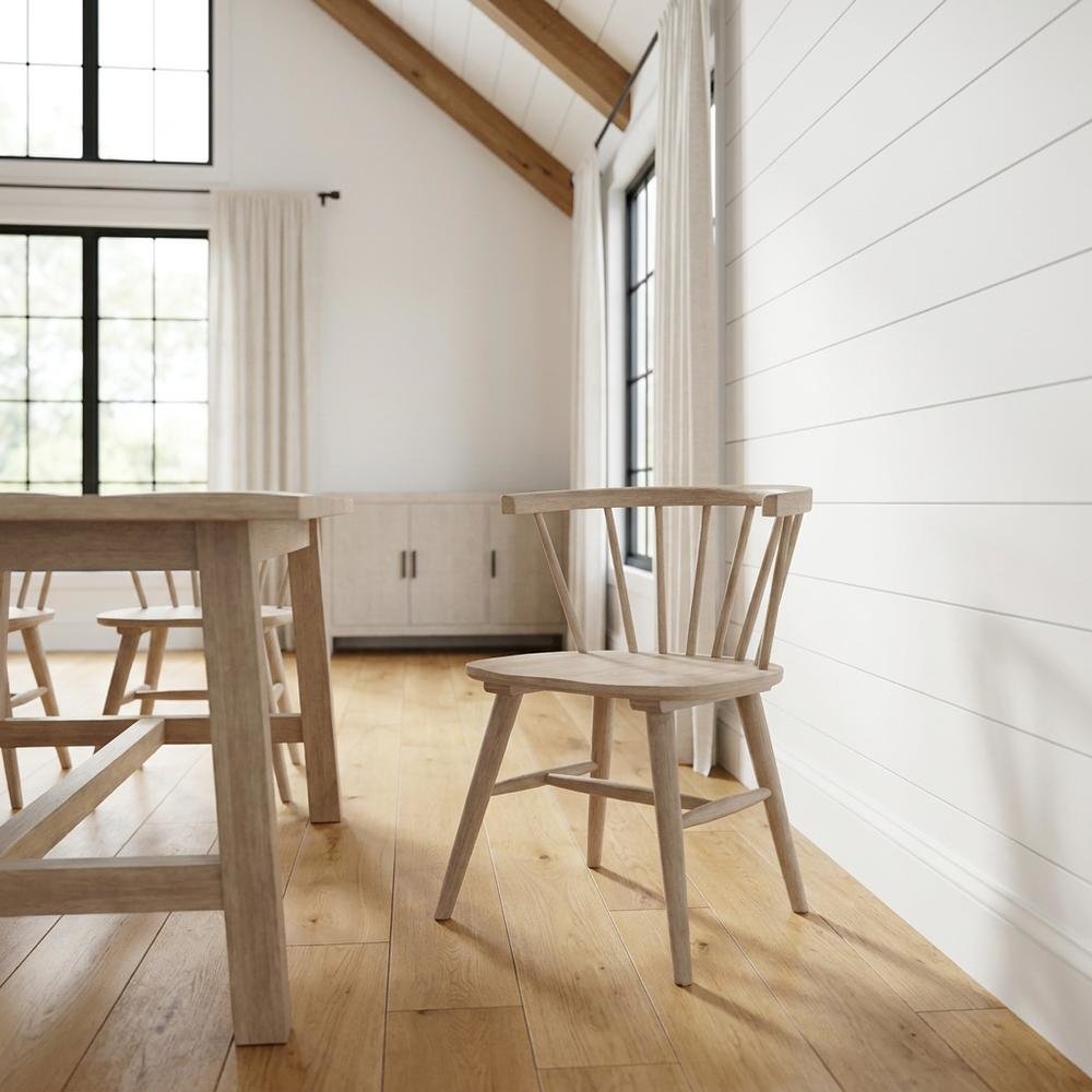Solid Rubberwood Dining Chair with Curved Back for Dining Room, Tan. Picture 2