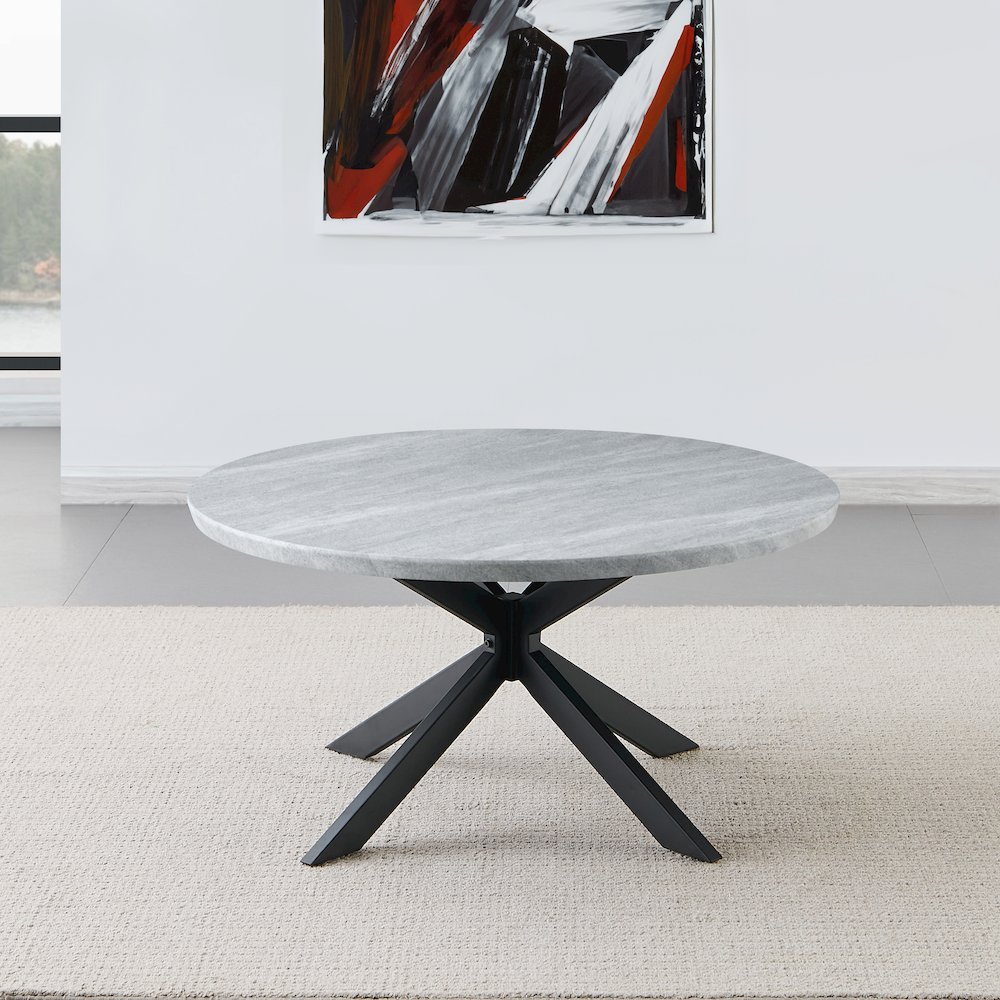 Keyla Faux-Marble Round Cocktail Table. Picture 3