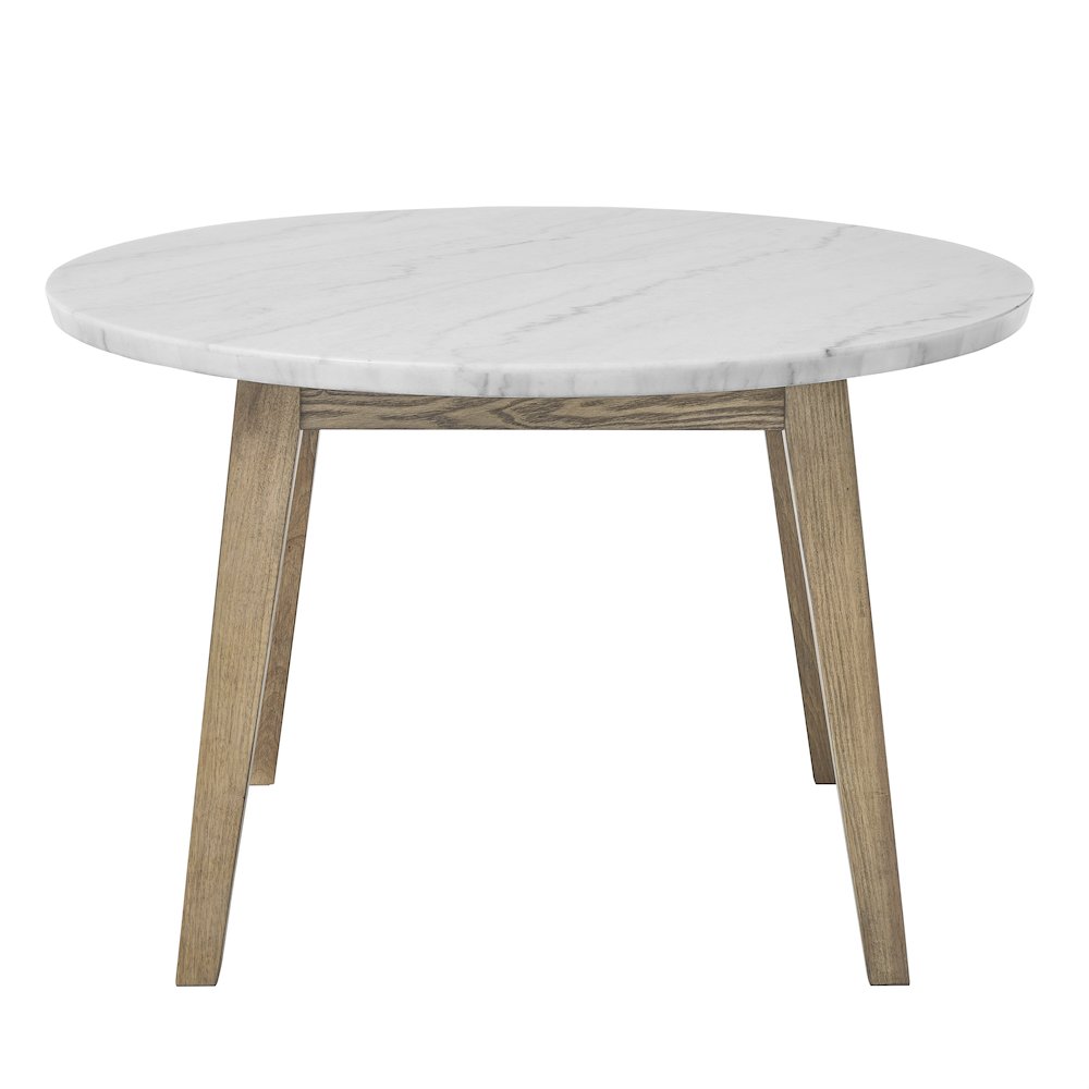 Vida 48" Round White Marble Dining Table. Picture 2