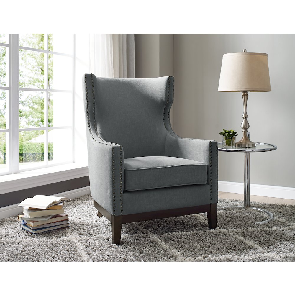 Roswell Linen Accent Chair - Gray. Picture 4