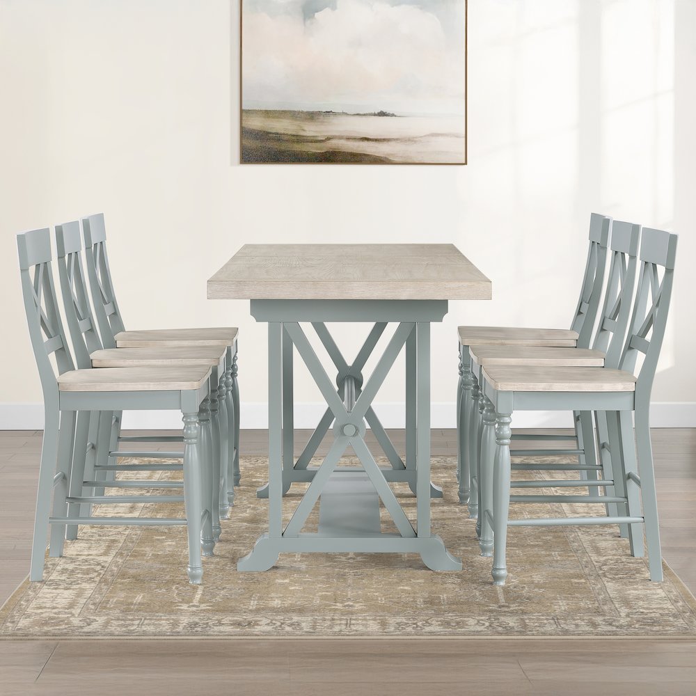 Darcy 7pc Counter Dining Set Green. Picture 7