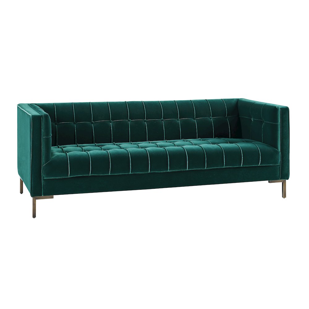 Isaac Green Velvet Sofa. Picture 1