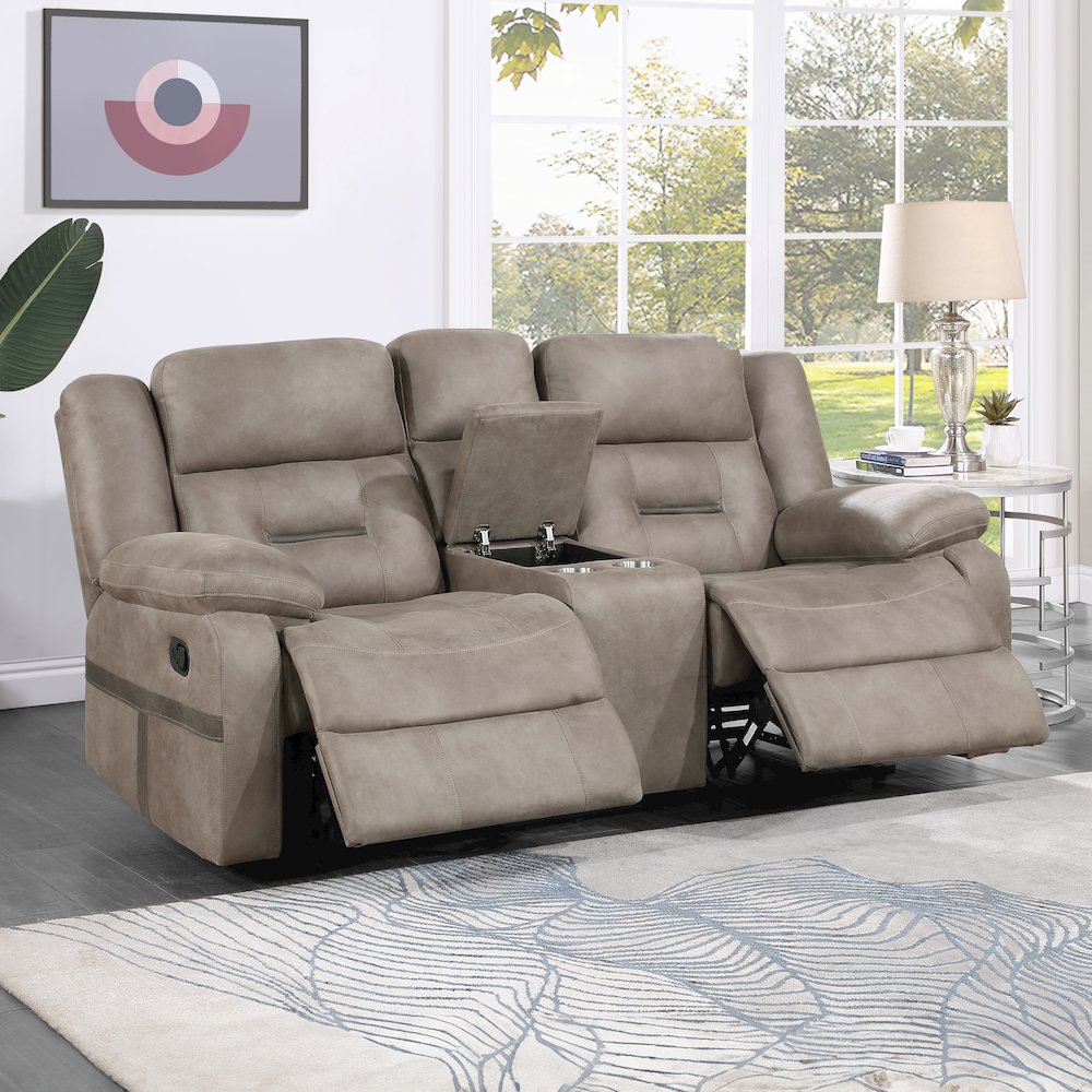 Abilene Tan Manual Console Loveseat. Picture 7