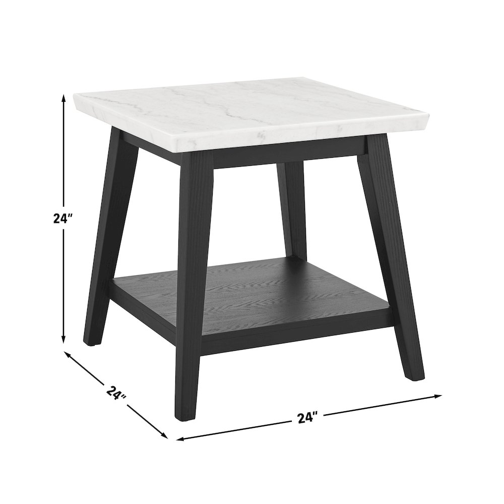 Vida White Marble End Table, Black Finish. Picture 4