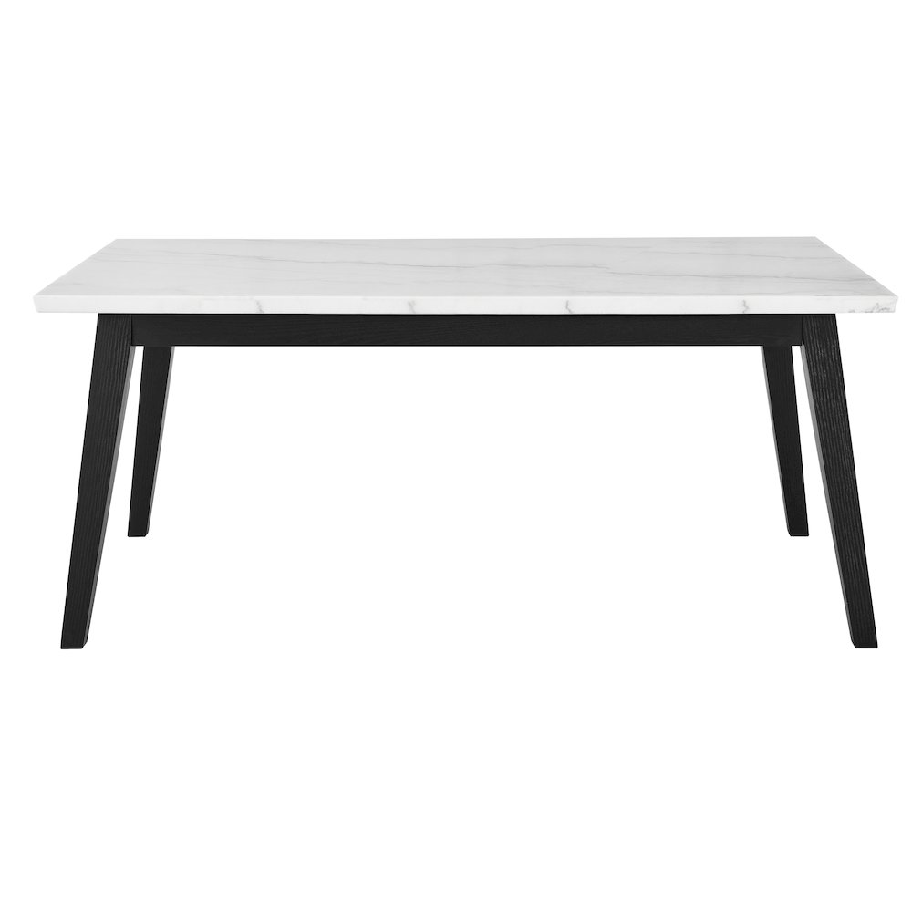 Vida 72" White Marble Dining Table, Black Finish. Picture 2