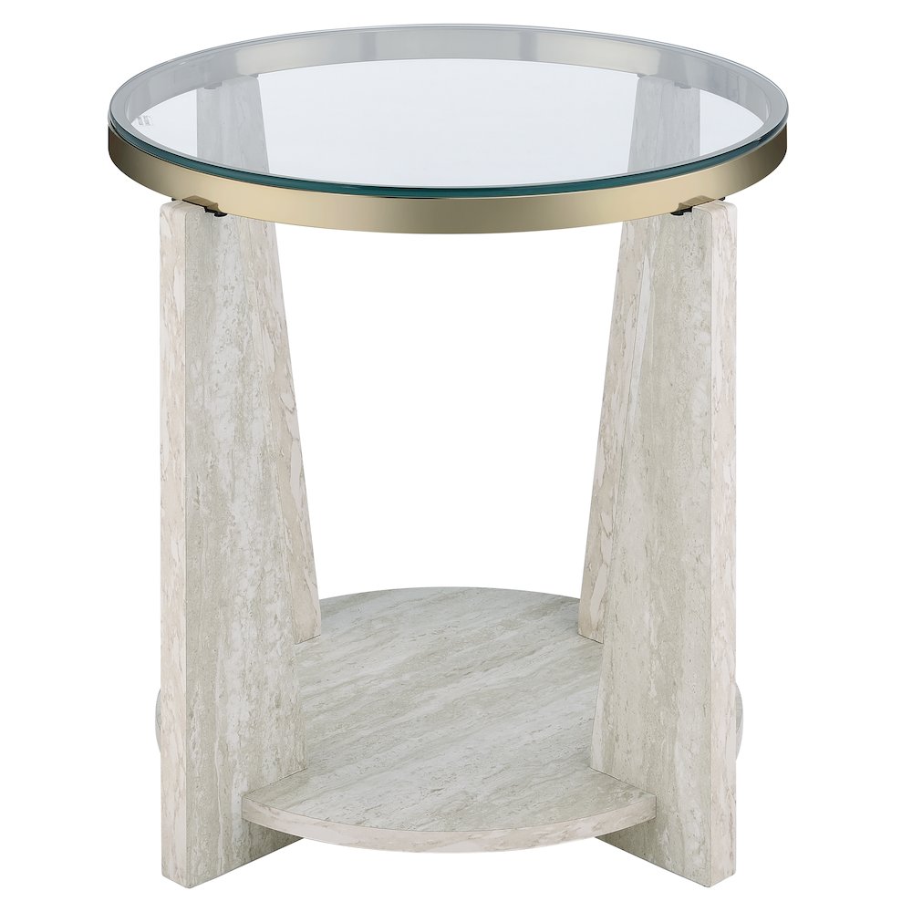Wanda 24″ Round Glass Top End Table. Picture 2