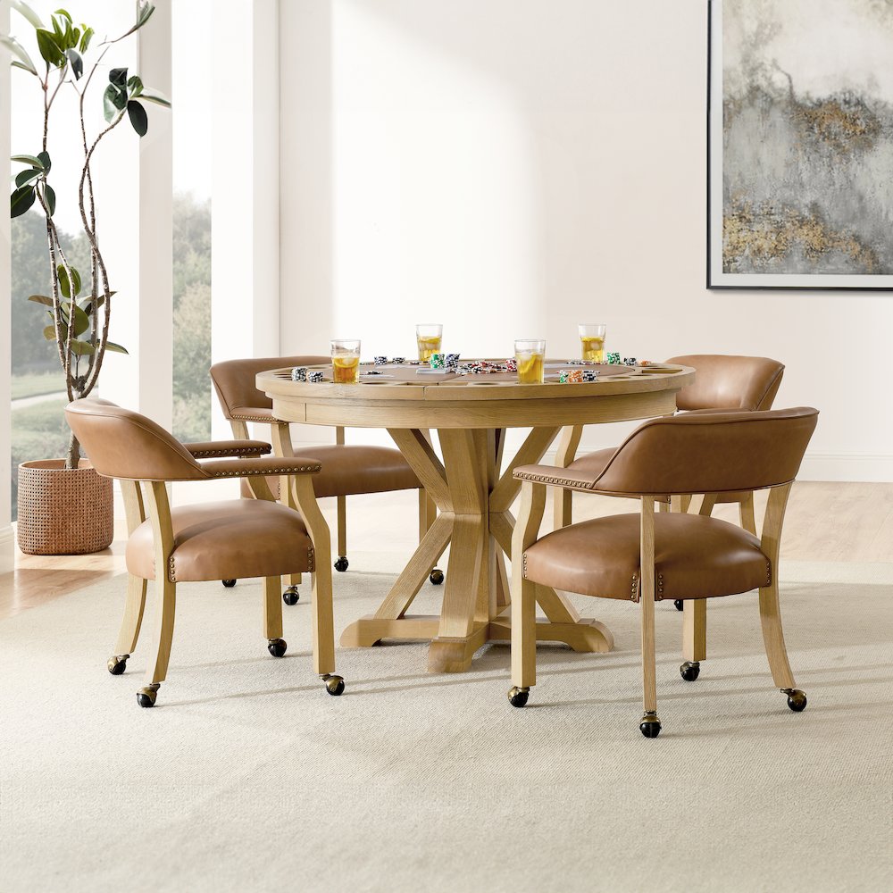 Rylie Dining Table with Game Top, Natural Finish. Picture 5