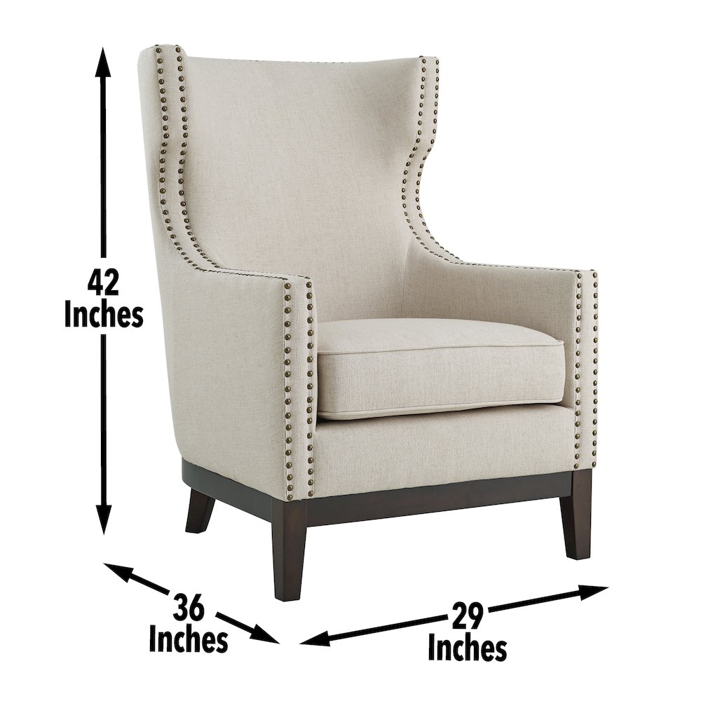 Roswell Linen Accent Chair - Beige. Picture 7