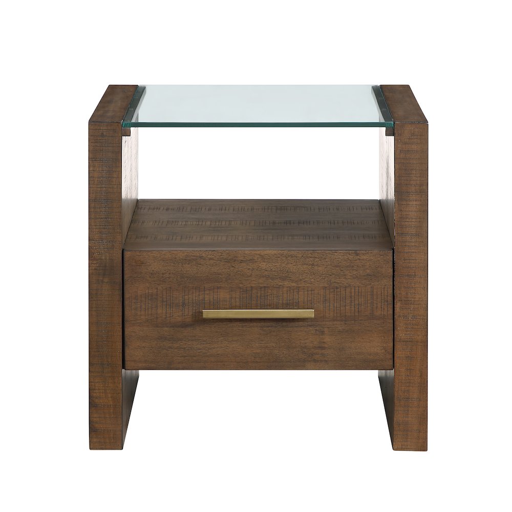 Garland Glass Top End Table, Toffee Finish. Picture 3