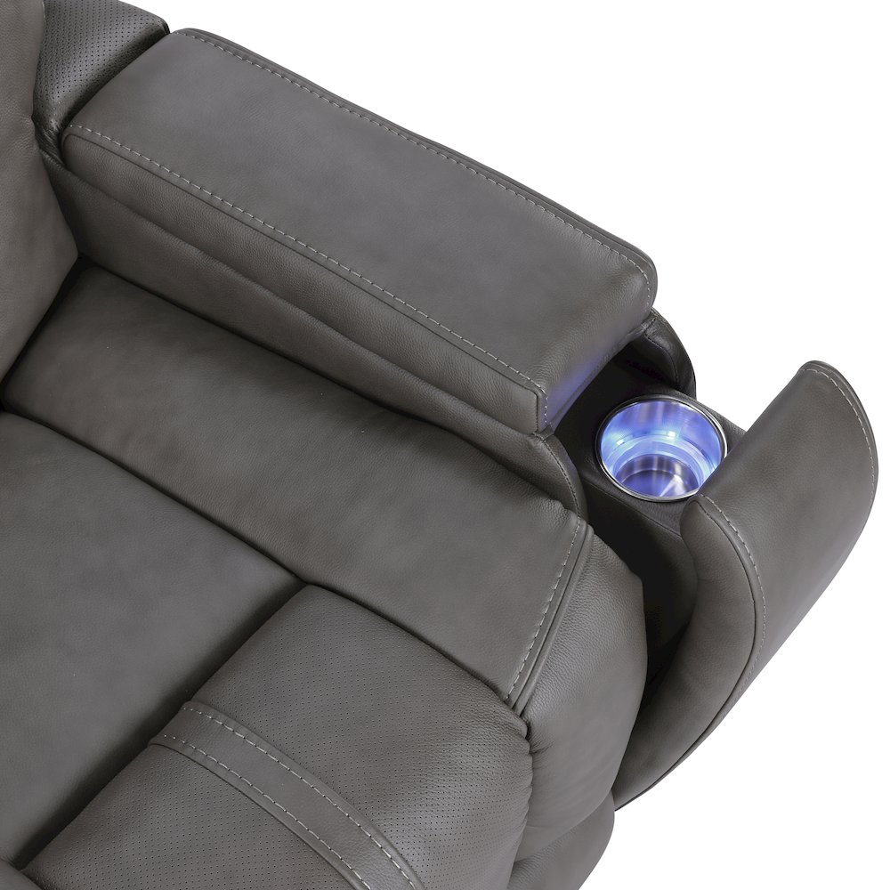 Daniel Triple Power Leather Theater Sofa. Picture 10