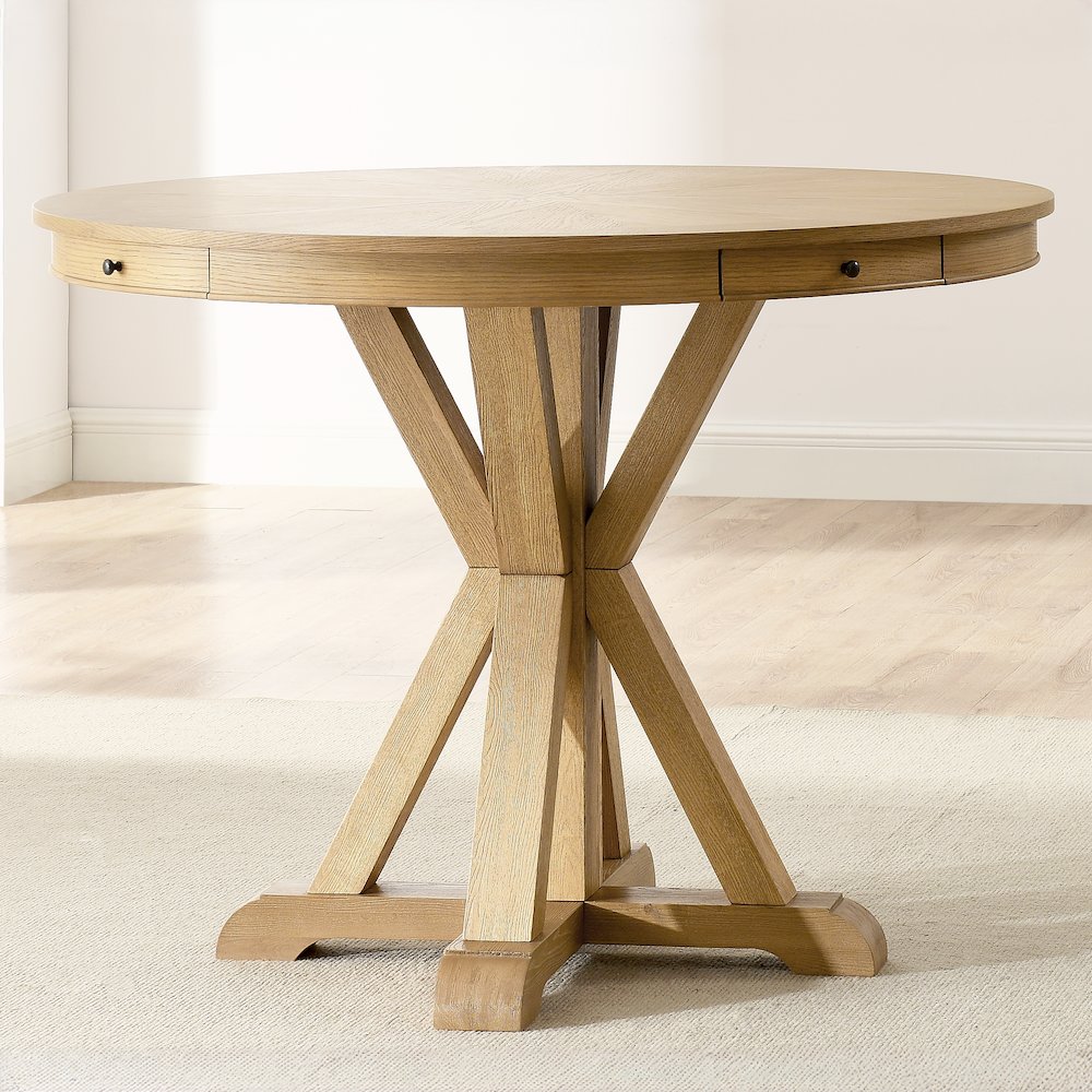 Rylie Counter Table & 4 Swivel Counter Chairs, Natural Finish. Picture 7