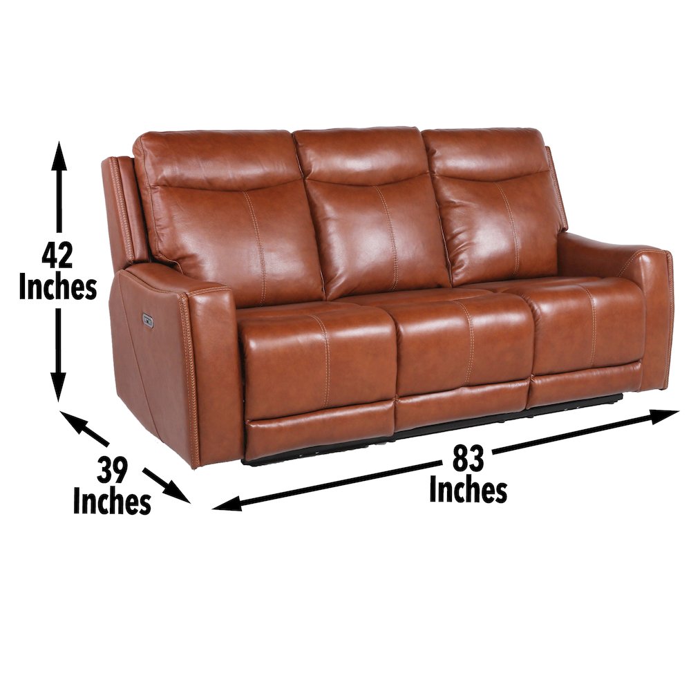 Natalia Power Recliner Sofa - Caramel Leather. Picture 6