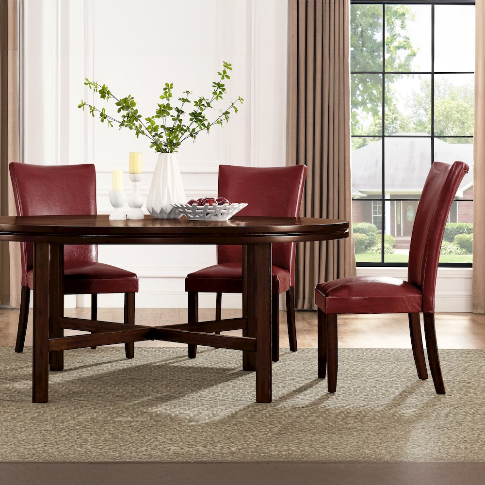 Hartford 72in Dining Set 9 PC with Red Chairs. Picture 7