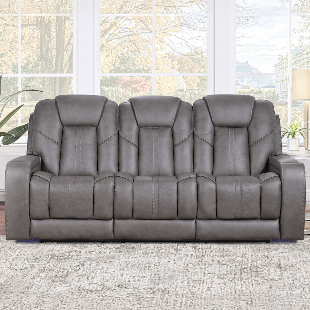 Daniel Triple Power Leather Theater Sofa. Picture 5