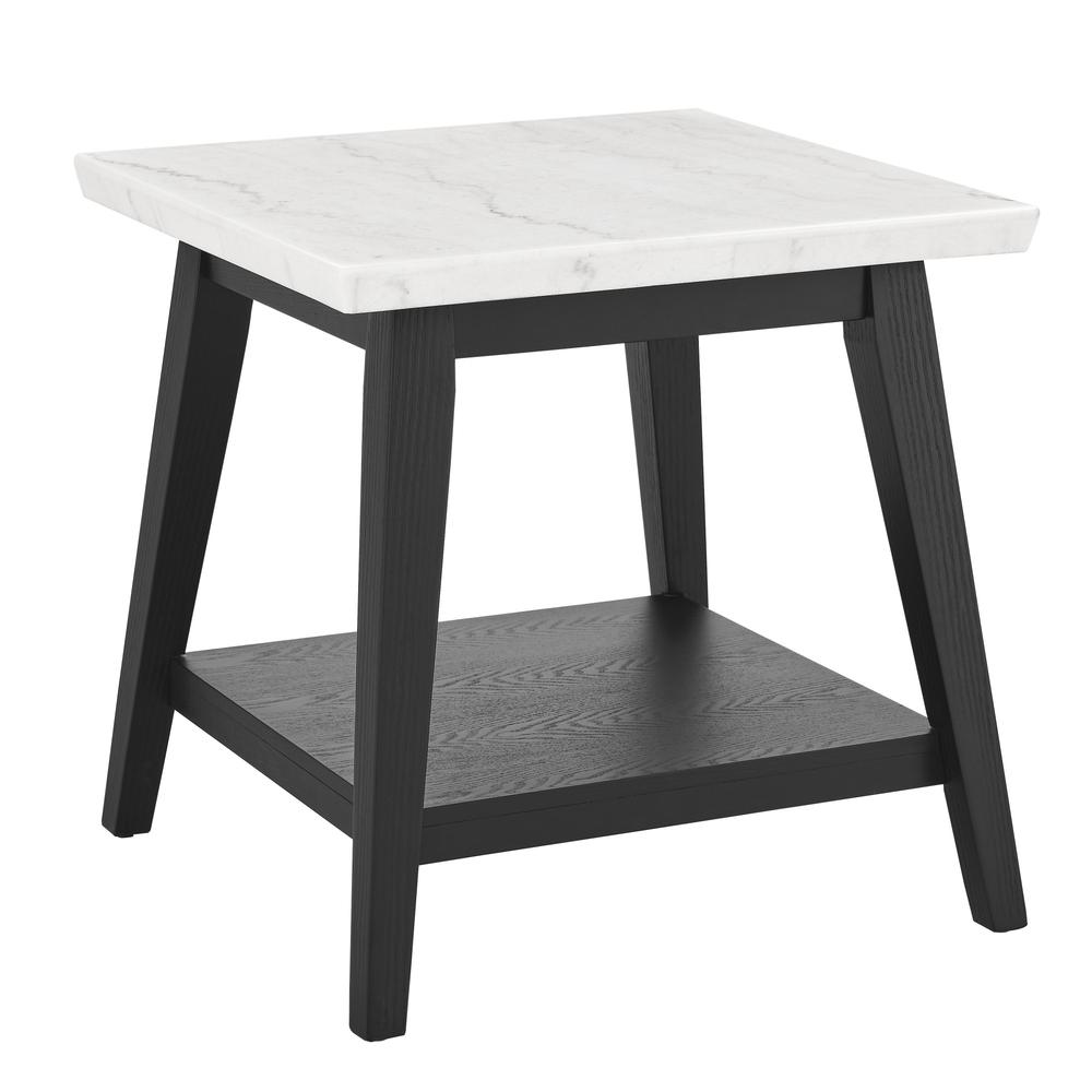 Vida White Marble End Table, Black Finish. Picture 2