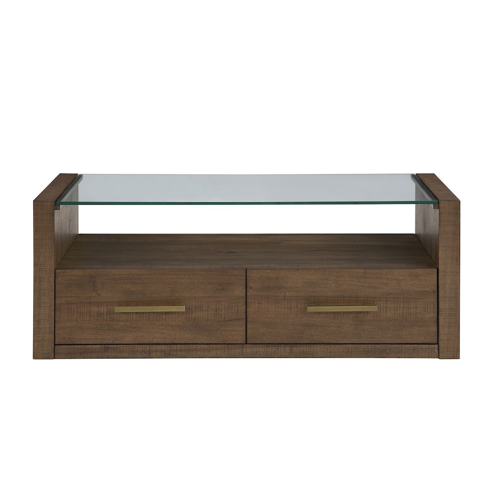 Garland Castered Glass Top Coffee Table, Toffee Finish. Picture 3