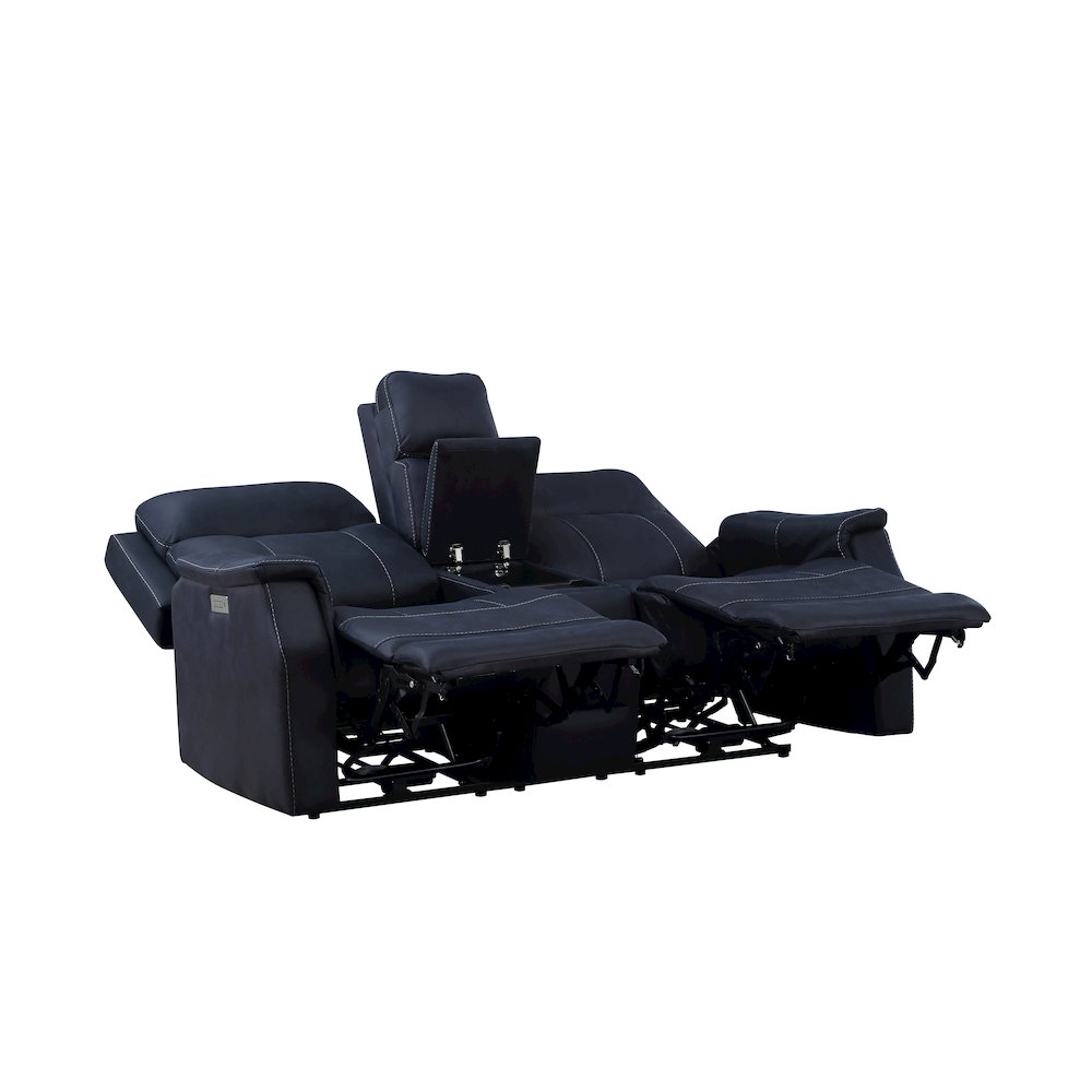 Valencia Dual Power Reclining Console Loveseat - Ocean. Picture 2