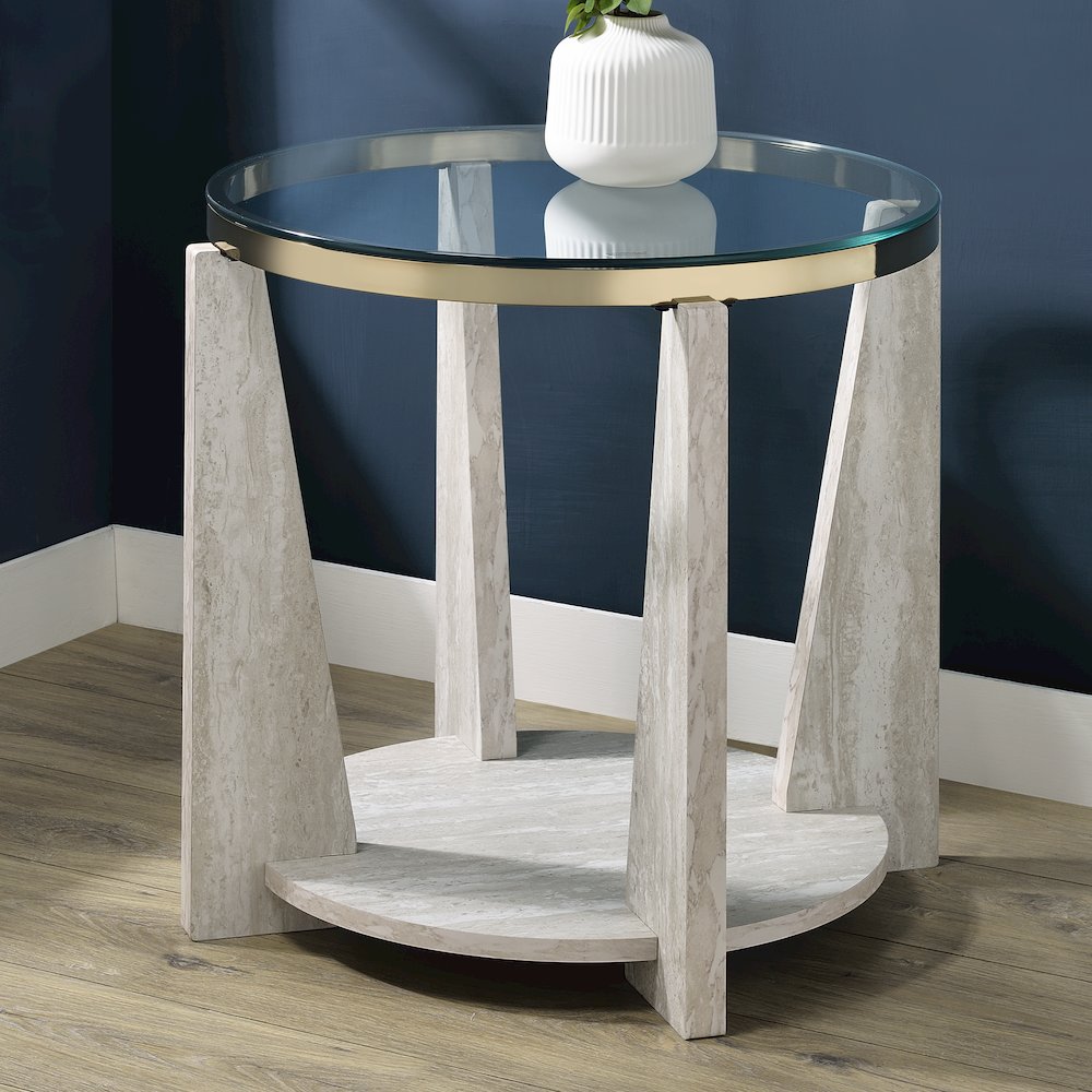 Wanda 24″ Round Glass Top End Table. Picture 4