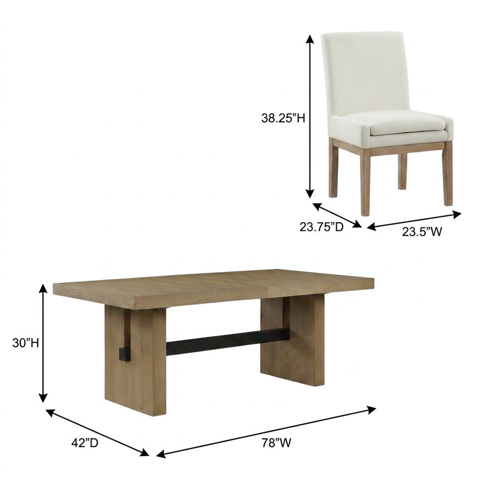 Extendable Dining Table Set for 6 with Upholstered Parsons Chairs. Picture 3