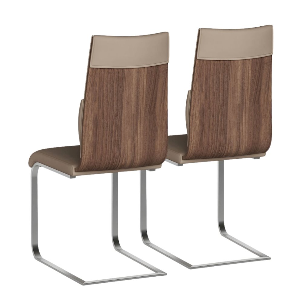 Taupe Faux Leather Chair Set of 2 - Modern Dining Chairs. Picture 5