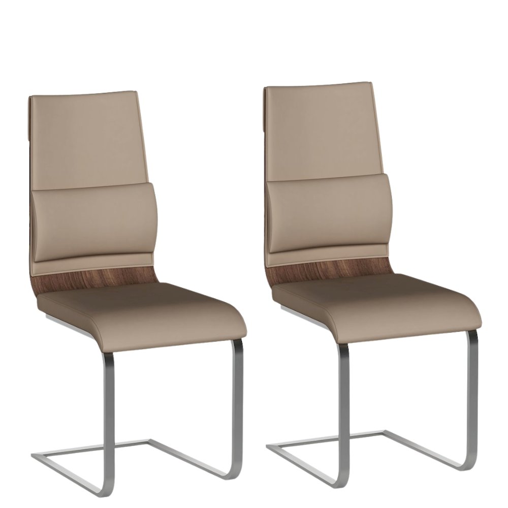Taupe Faux Leather Chair Set of 2 - Modern Dining Chairs. Picture 4