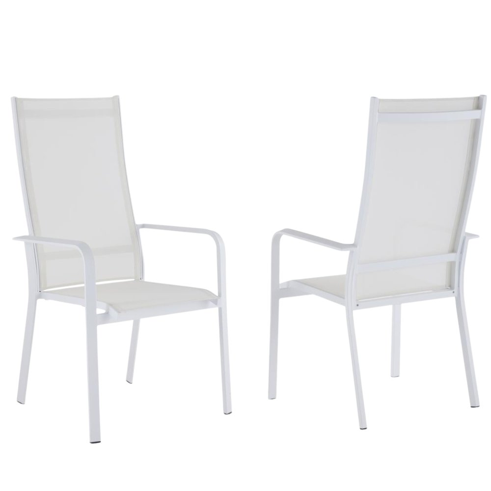 White Patio Chair Set of 2 with Aluminum Frame, High Back Deck Chairs. Picture 1