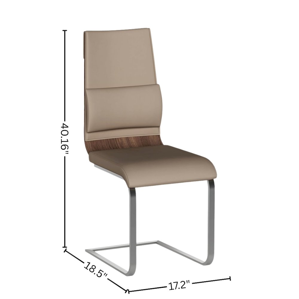 Taupe Faux Leather Chair Set of 2 - Modern Dining Chairs. Picture 7