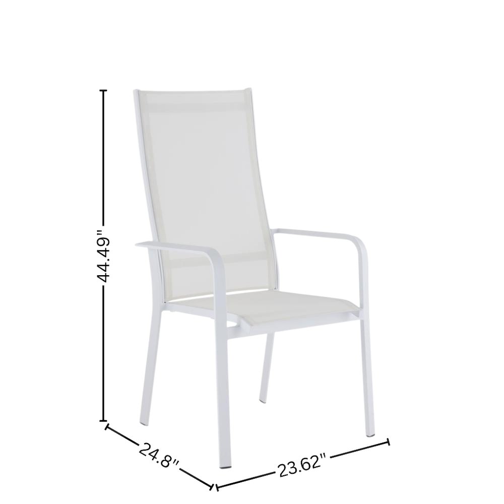 White Patio Chair Set of 2 with Aluminum Frame, High Back Deck Chairs. Picture 10