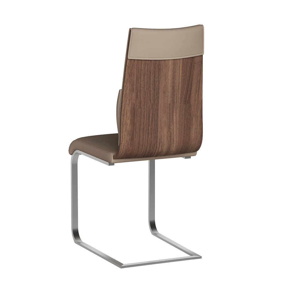 Taupe Faux Leather Chair Set of 2 - Modern Dining Chairs. Picture 6