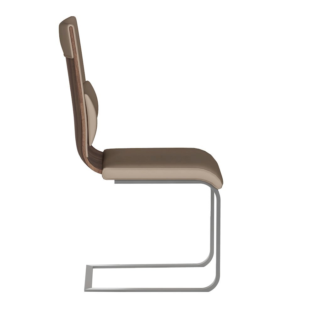 Taupe Faux Leather Chair Set of 2 - Modern Dining Chairs. Picture 8