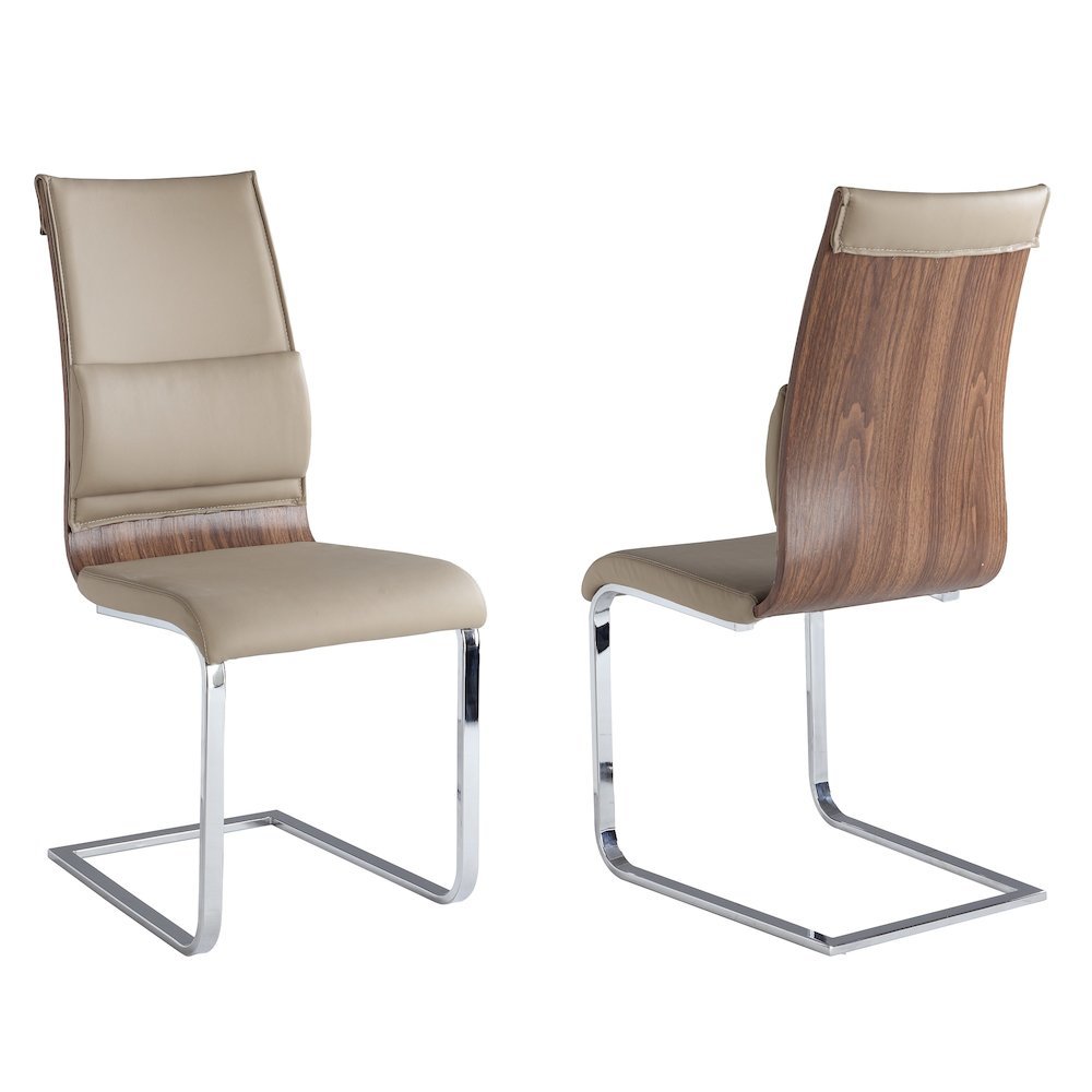 Taupe Faux Leather Chair Set of 2 - Modern Dining Chairs. Picture 1