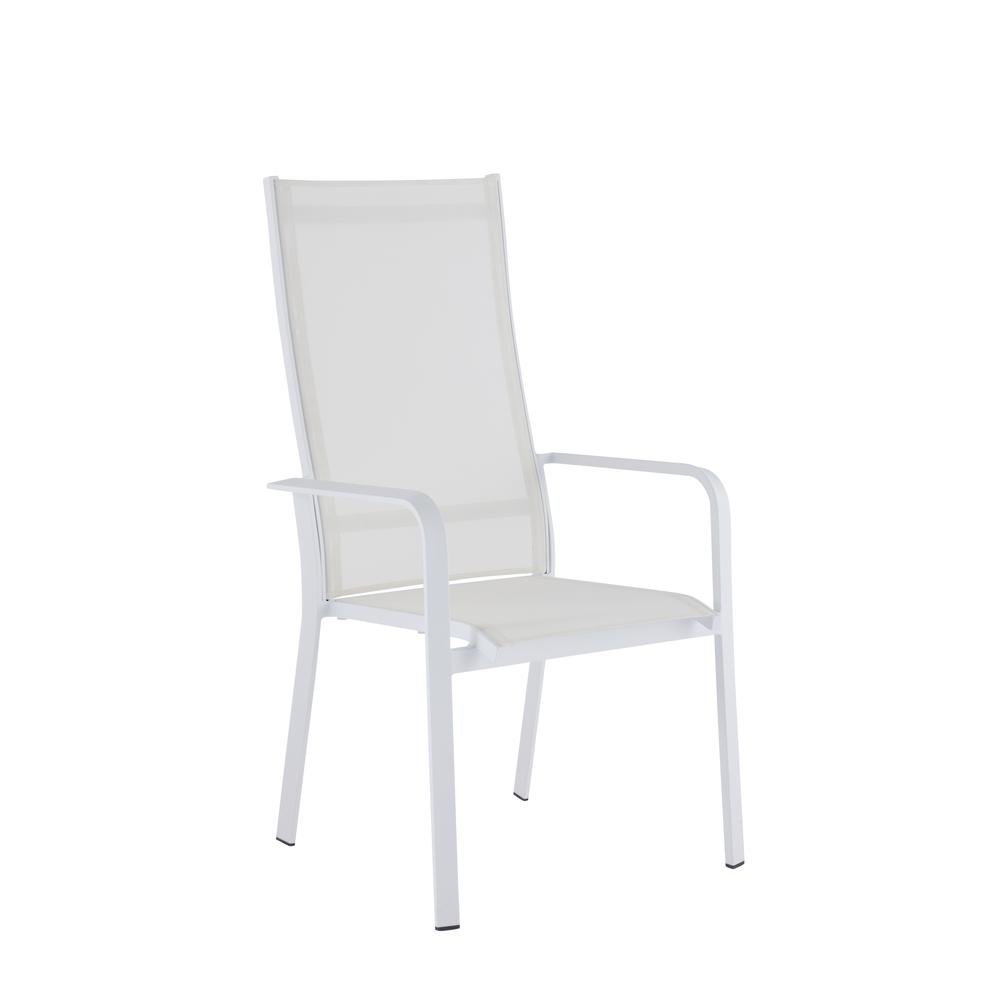 White Patio Chair Set of 2 with Aluminum Frame, High Back Deck Chairs. Picture 5