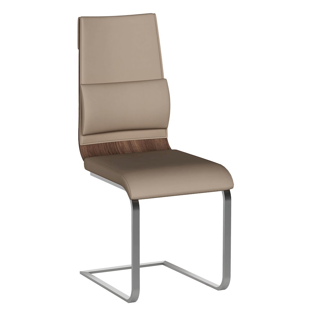 Taupe Faux Leather Chair Set of 2 - Modern Dining Chairs. Picture 9