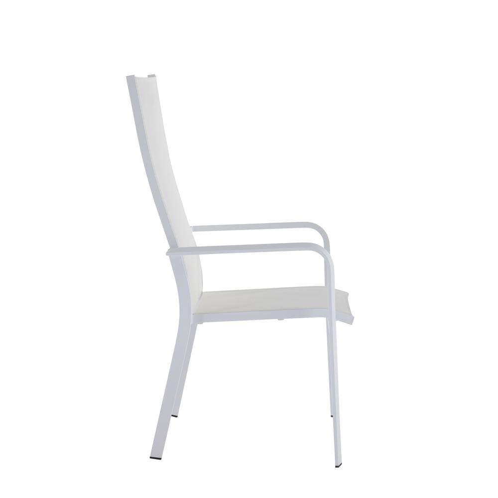 White Patio Chair Set of 2 with Aluminum Frame, High Back Deck Chairs. Picture 9