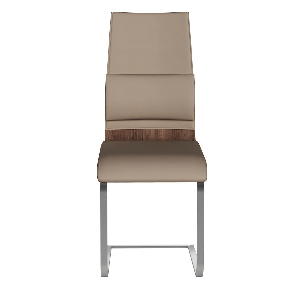 Taupe Faux Leather Chair Set of 2 - Modern Dining Chairs. Picture 10