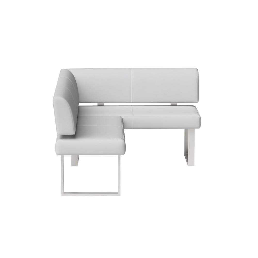 White Faux Leather Corner Dining Table with Kitchen Nook Bench Seating. Picture 6