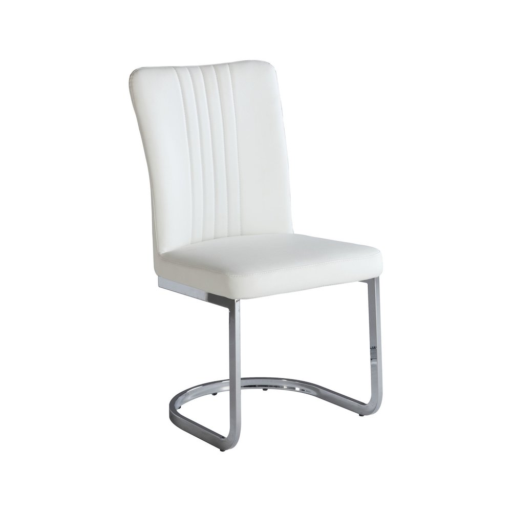 Channel Back Cantilever Side Chair  - Set Of 4, White. Picture 6