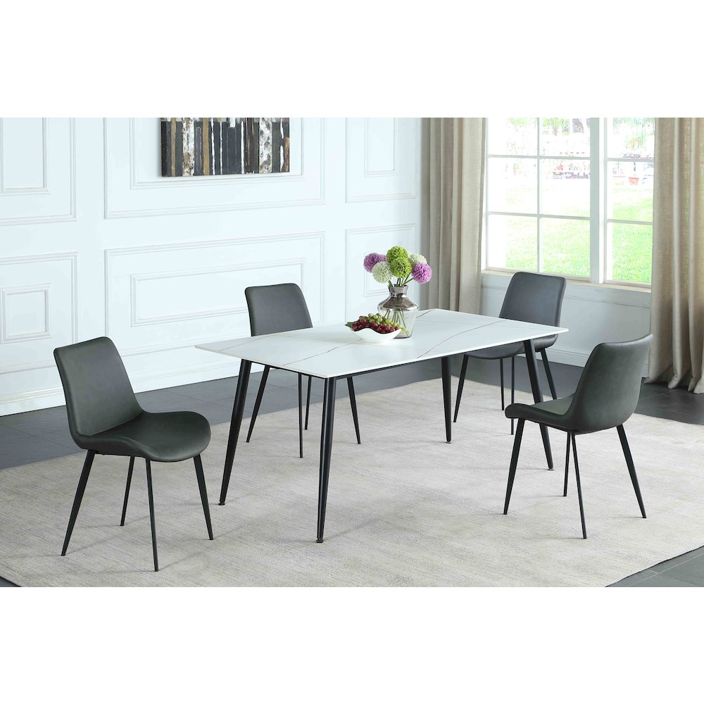 Contemporary Dining Set W/ Ceramic Top & 4 Chairs. Picture 7