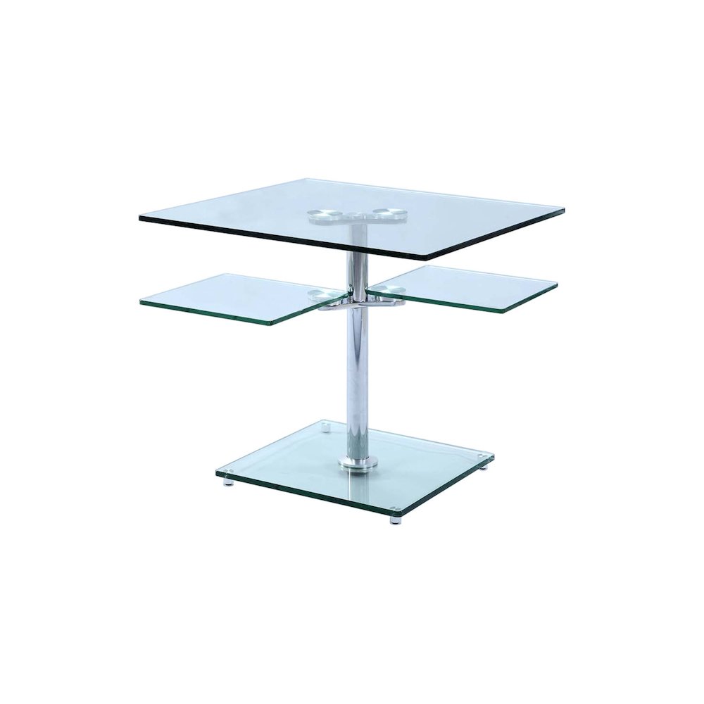 Contemporary Multi-Top Motion White Glass Lamp Table. Picture 1